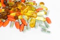 Colorful vitamin and medicine pills