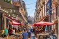 The colorful and vivid market of Catania on a summer morning, in Sicily, southern Italy.