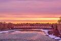 Bright Colorful Sunrise Sky Over The Peace Bridge