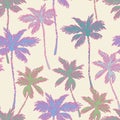 Colorful vivid palm tree silhouettes, outlines seamless pattern