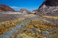 Ground and stream in volcanic desert, White Island, New Zealand