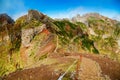 Colorful volcanic mountain landscape with hiking path Royalty Free Stock Photo