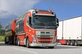 Colorful Volvo FH Tank Truck on Truck Stop