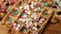 Colorful waffle with Candy