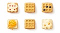 Colorful Waffle Sandwich Icons: Realistic Trompe-l\'oeil Visual Puzzles