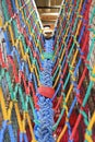 Colorful Walk bridge rope with side rope protection on indoor playground