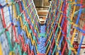 Colorful Walk bridge rope with side rope protection on indoor playground