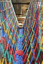 Colorful Walk bridge rope with side rope protection on indoor playground