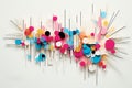 a colorful wall art piece made out of paper and colored pencils