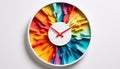 Colorful wall clock on white background Royalty Free Stock Photo