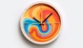 Colorful wall clock on white background Royalty Free Stock Photo