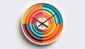 Colorful wall clock on white background Royalty Free Stock Photo
