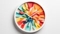 Colorful wall clock on white background Royalty Free Stock Photo