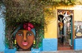 Colorful wall of the house in Columbian city of Cartagenaral