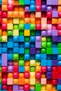 Colorful wall made of legos with different colors of blocks. Generative AI