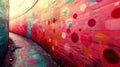 A colorful wall with many polka dots painted on it, AI Royalty Free Stock Photo