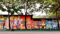 The colorful wall painting featuring filipino local tradition. Location: Luneta park, Philippines