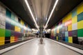 Colorful wall of the subway station Georg-Brauchle-Ring in Munich, Bavaria