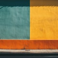 colorful wall with yellow orange and blue stripes