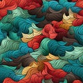 Colorful wallpaper background with whimsical waves (tiled)
