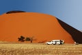 Shifting sand dune in Sossusvlei national park, Namibia Royalty Free Stock Photo