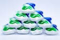 Colorful washing capsules for dishwasher on white background Royalty Free Stock Photo