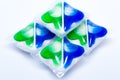 Colorful washing capsules for dishwasher on white background Royalty Free Stock Photo