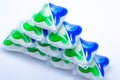 Colorful washing capsules for dishwasher on white background Royalty Free Stock Photo