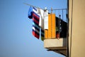 Colorful washing or laundry hanging out to dry in the sun on a b Royalty Free Stock Photo