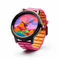 Colorful Watch With Mountain Design - Inspired By Daz3d And Nobuyoshi Araki