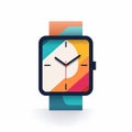 Colorful Watch Icon On White Background: Contemporary Minimalist Design