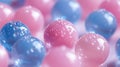 Colorful water beads in pink and blue arranged closely, showcasing texture and light reflections Royalty Free Stock Photo