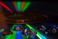 Colorful water drops on CD/DVD disc Royalty Free Stock Photo