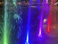 Colorful Water Fountain Jets at Night Royalty Free Stock Photo