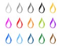 Colorful water / liquid drops icon set