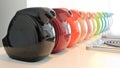 Colorful Water Pitchers on Kitchen Counter