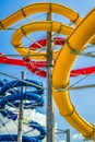Colorful water slides in aquapark Royalty Free Stock Photo