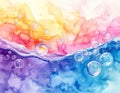 Colorful Water Splash with Bubbles and Abstract Background Royalty Free Stock Photo