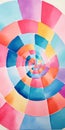 Colorful Watercolor Abstract Spiral With Distorted Perspective