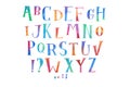 Colorful watercolor aquarelle font type handwritten hand draw abc alphabet letters Royalty Free Stock Photo