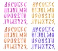 Colorful watercolor aquarelle font type handwritten hand draw abc alphabet letters Royalty Free Stock Photo