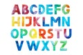 Colorful watercolor aquarelle font type handwritten hand draw abc alphabet letters.
