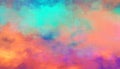 Colorful watercolor background of abstract sunset sky with puffy clouds in bright rainbow colors Royalty Free Stock Photo