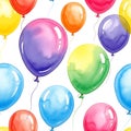 Colorful Watercolor Balloons Seamless Pattern Royalty Free Stock Photo
