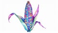 Colorful Watercolor Corn with Purple and Blue Kernels on a White Background Royalty Free Stock Photo