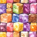 Colorful Watercolor Cubes Pattern - A Vibrant and Playful Design Royalty Free Stock Photo