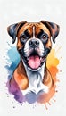 Colorful watercolor cute Boxer dog illustration on a white background Royalty Free Stock Photo