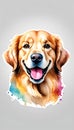 Colorful watercolor cute Golden retriever dog illustration on a white background Royalty Free Stock Photo