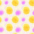 Colorful watercolor dots background, yellow and