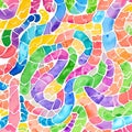 Colorful watercolor of earthworm line art doodle pattern